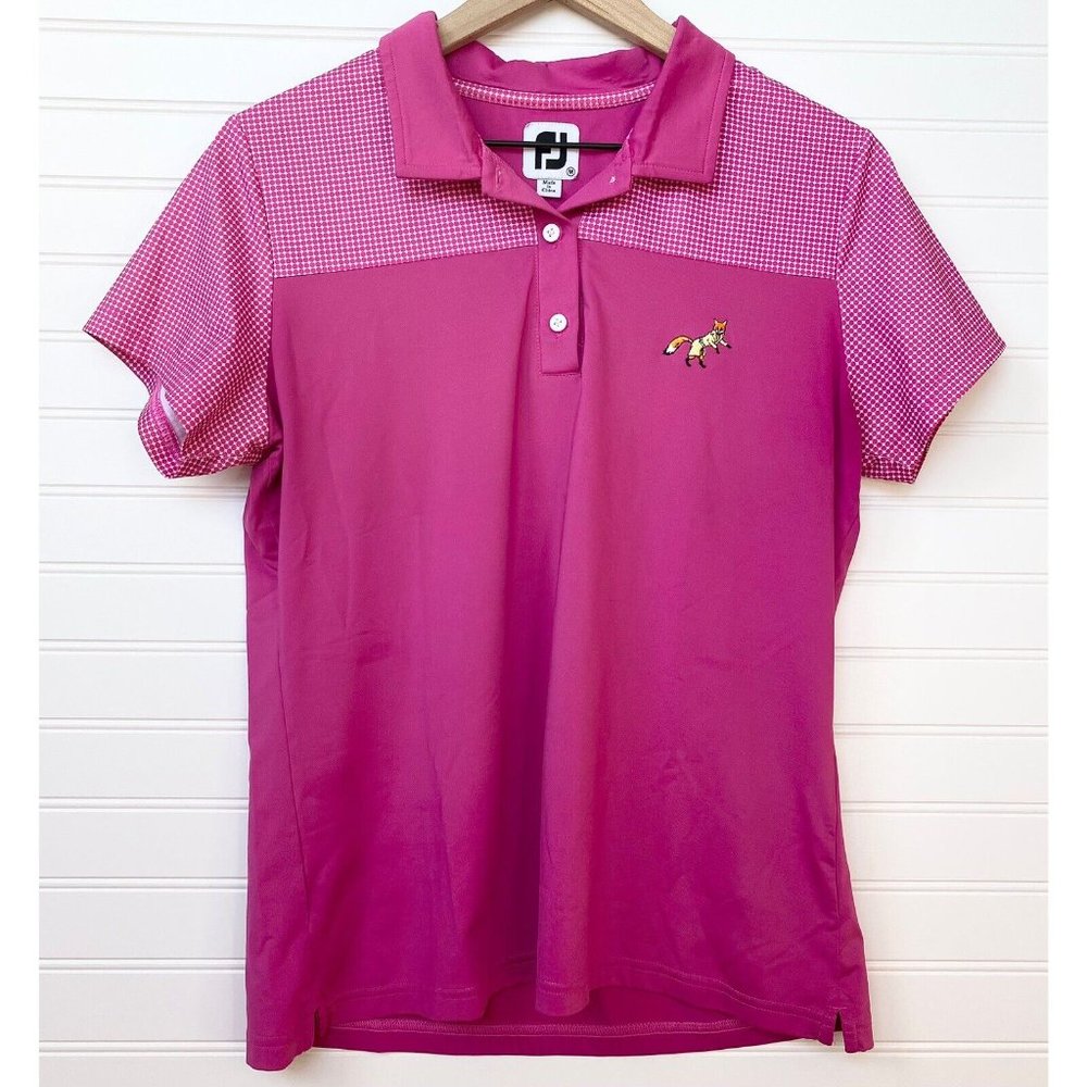 Footjoy Pink Fox Logo Golf Short Sleeve Polo Shirt | Size Medium